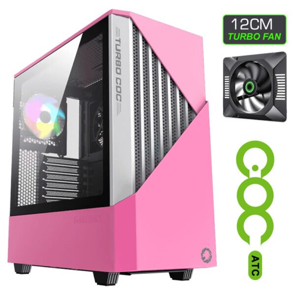 Gabinete Gamemax Contact Turbo Pw Fan*2 Argb Atx Pink-W